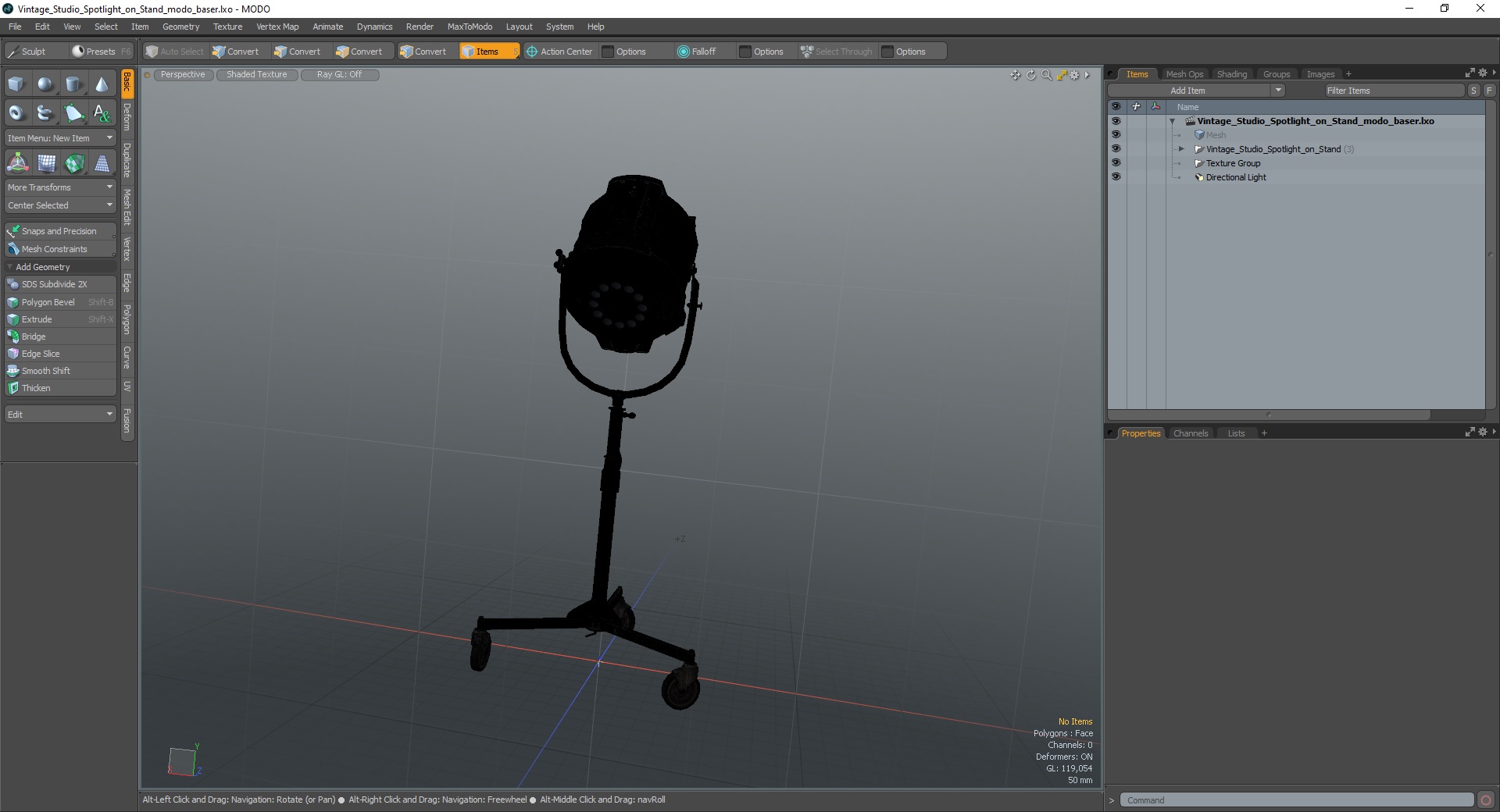 3D Vintage Studio Spotlight on Stand model