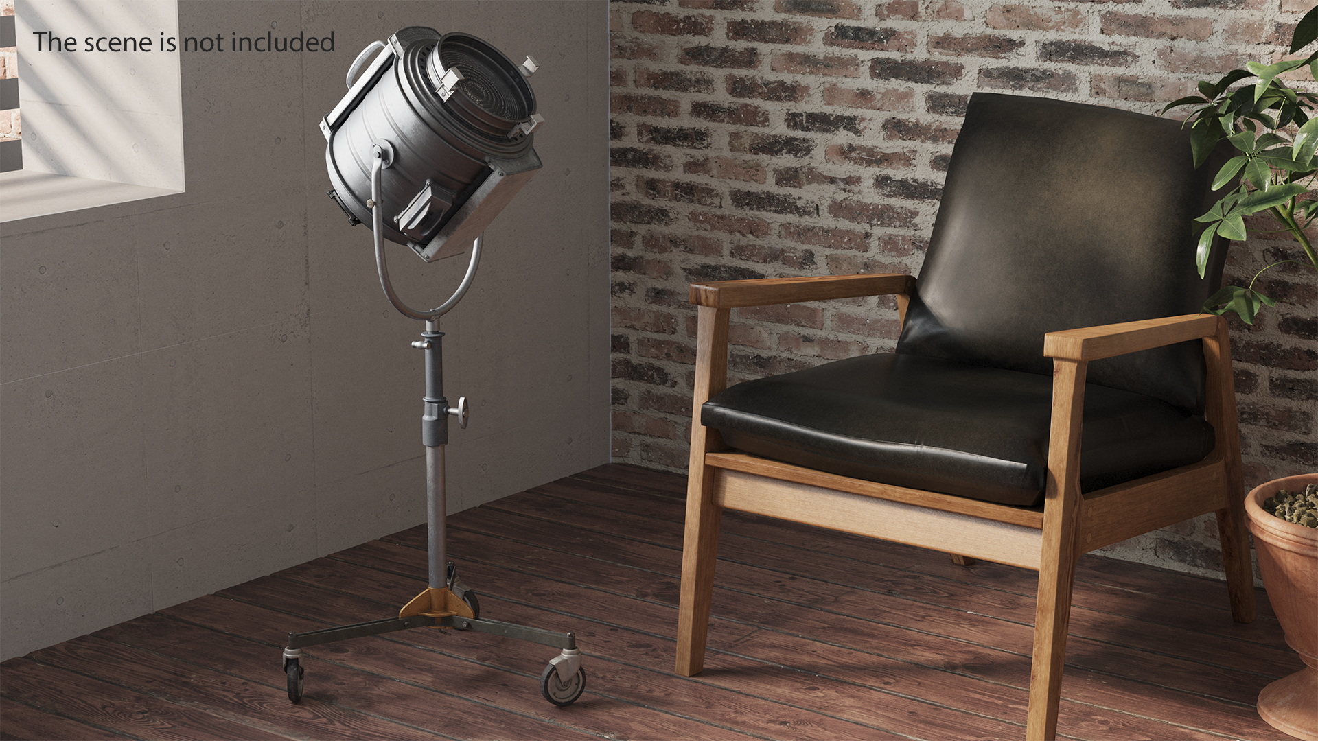 3D Vintage Studio Spotlight on Stand model