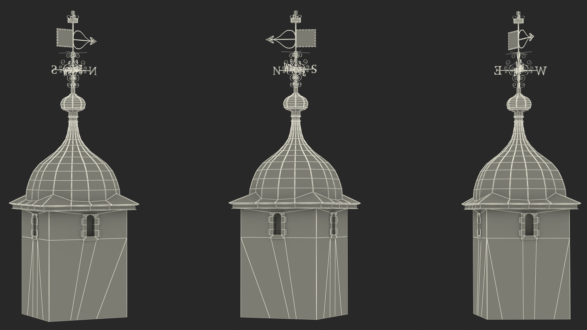 3D Ancient Tower of Castle with Weather Vane