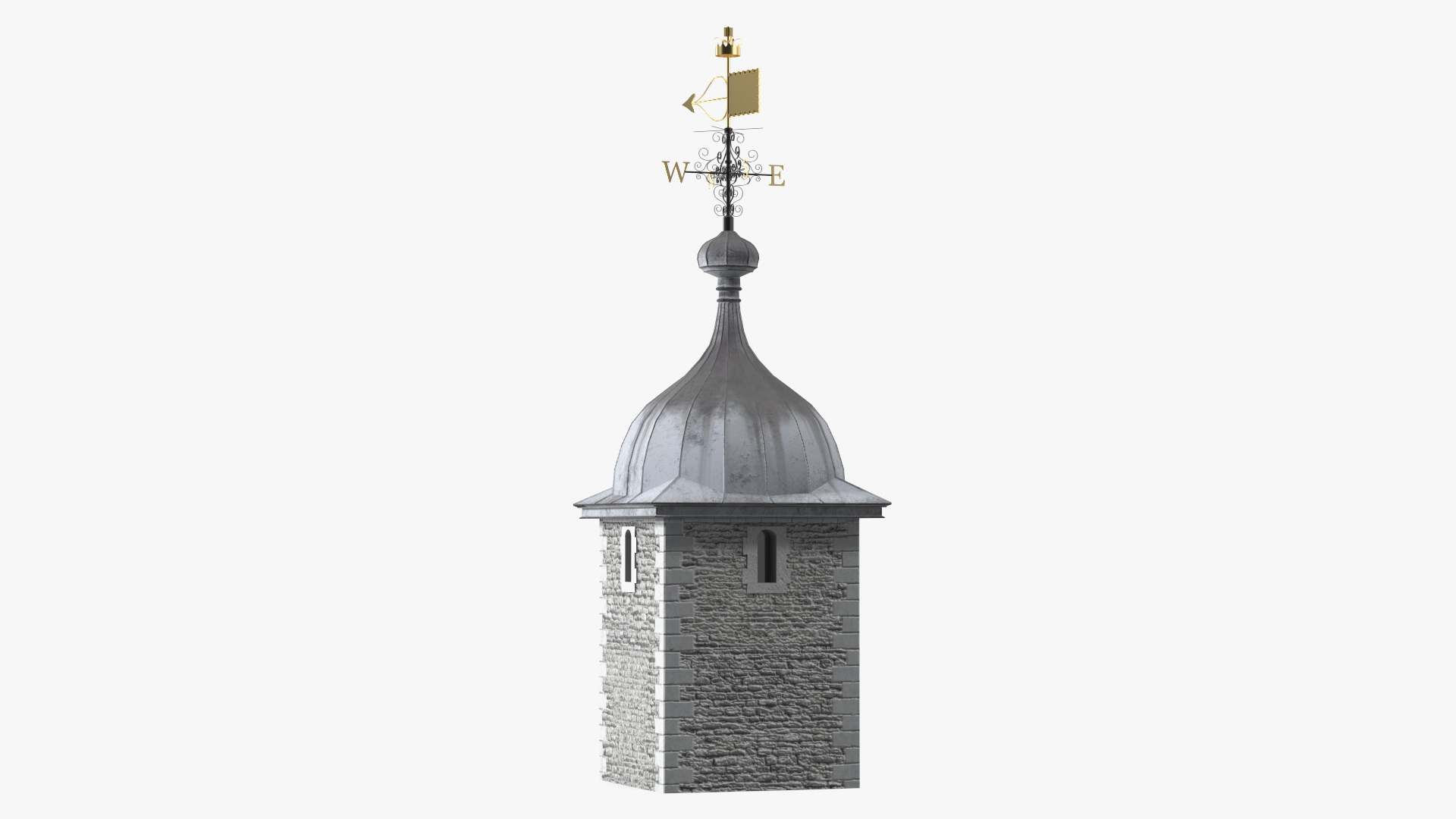 3D Ancient Tower of Castle with Weather Vane