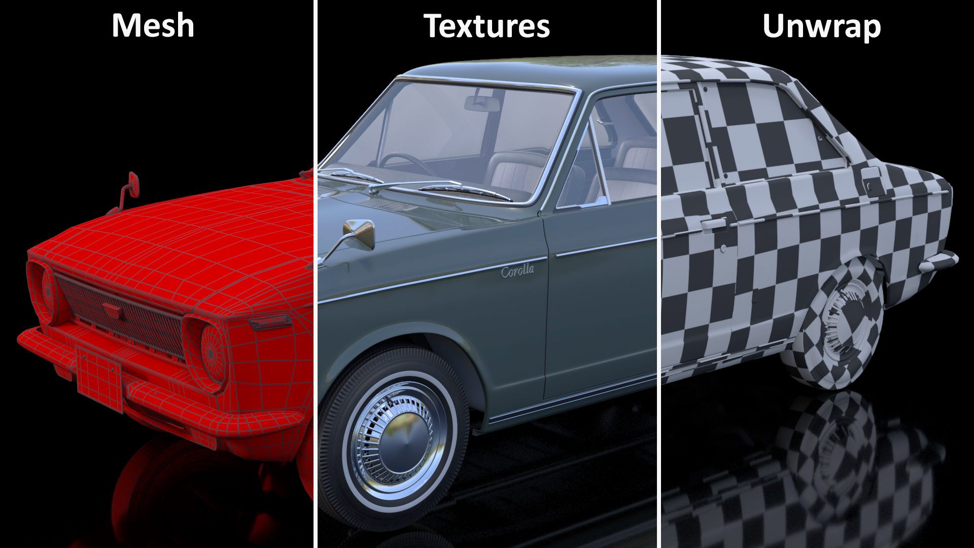 Toyota Corolla E10 1966 Simple Interior Gray 3D model