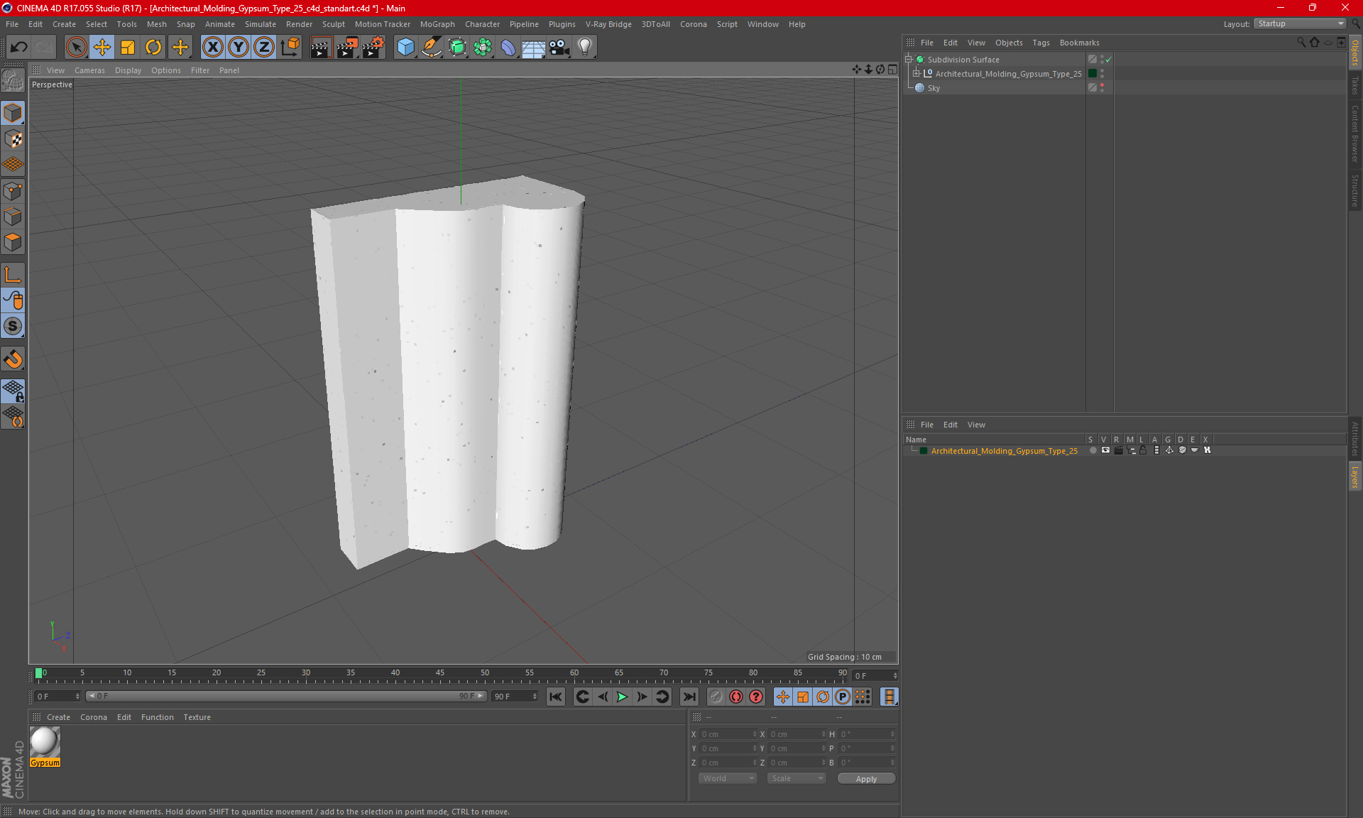 3D Architectural Molding Gypsum Type 25