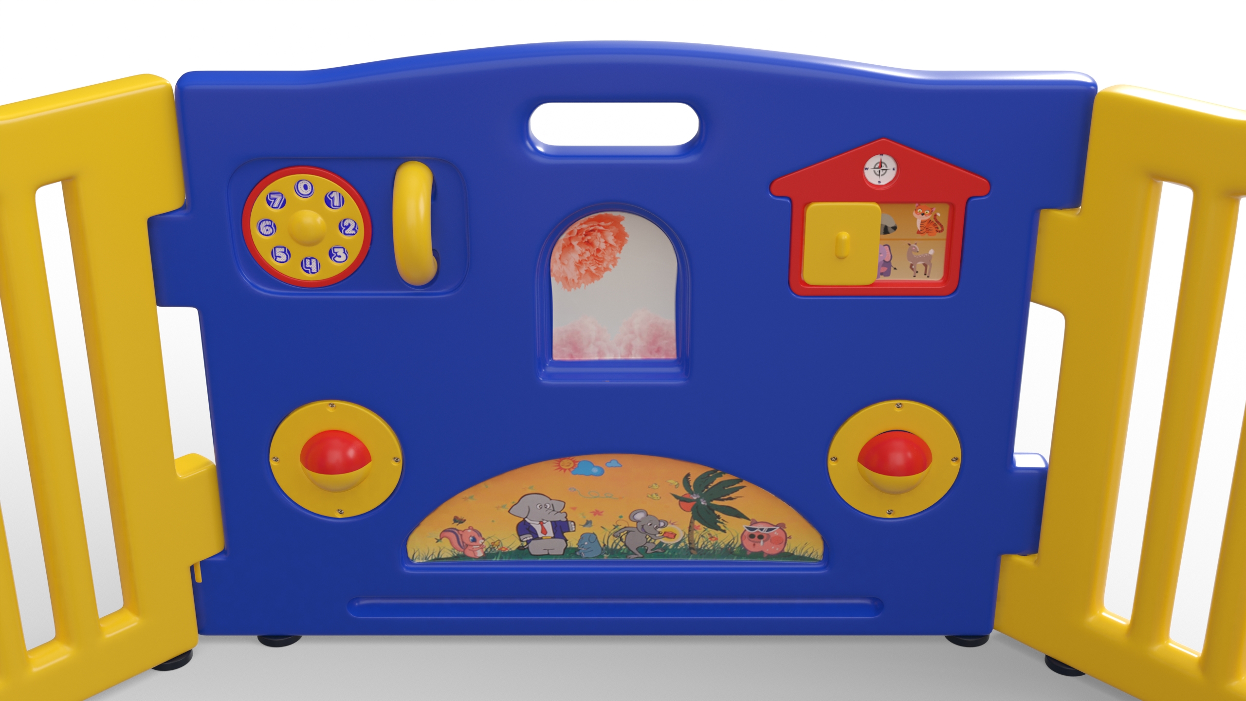 Little Girl in Playpen with Toys 3D