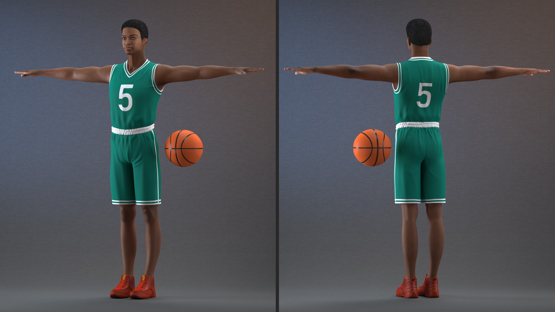 Light Skin Teenager Basketball Player Rigged 3D model