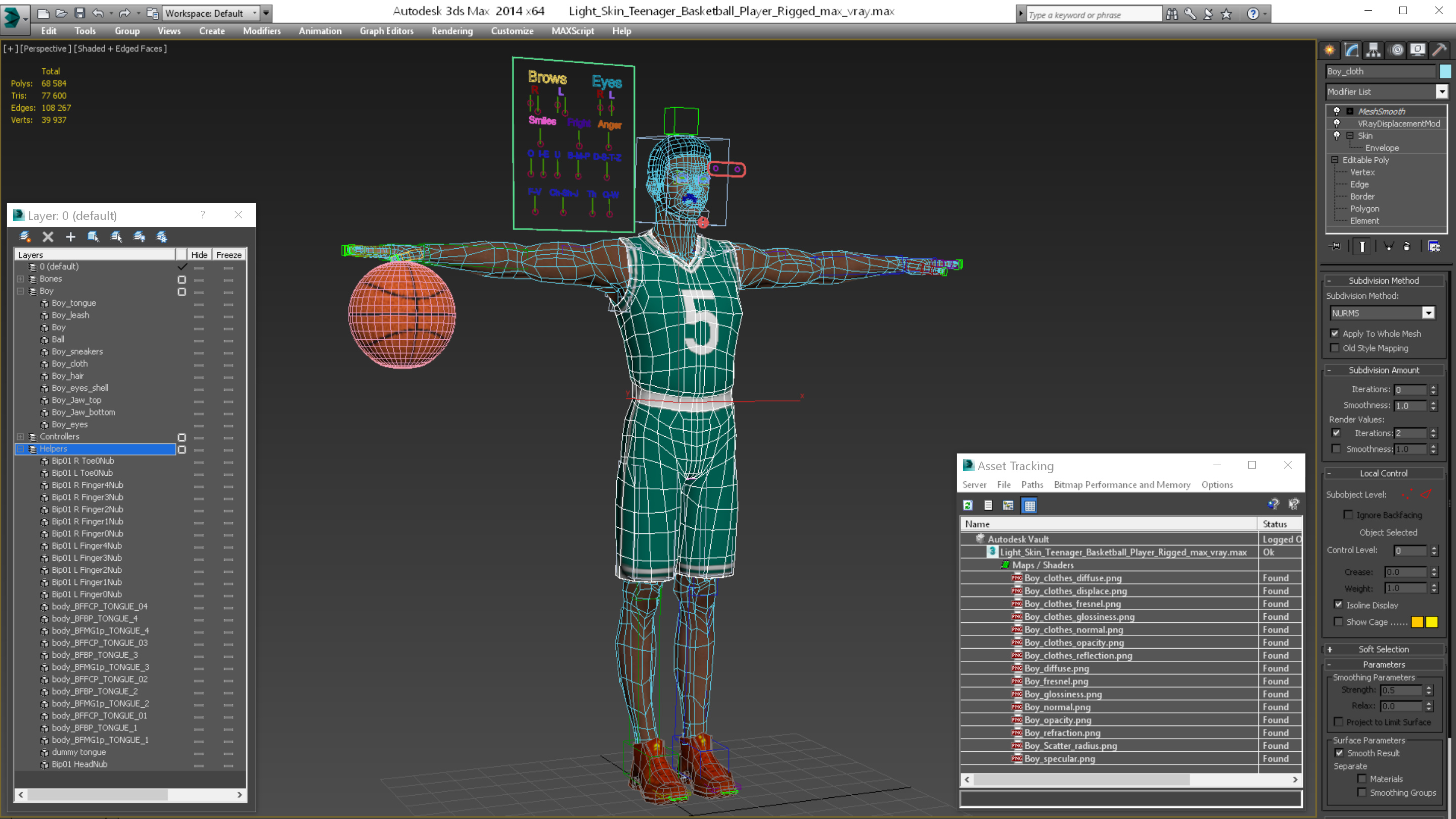 Light Skin Teenager Basketball Player Rigged 3D model