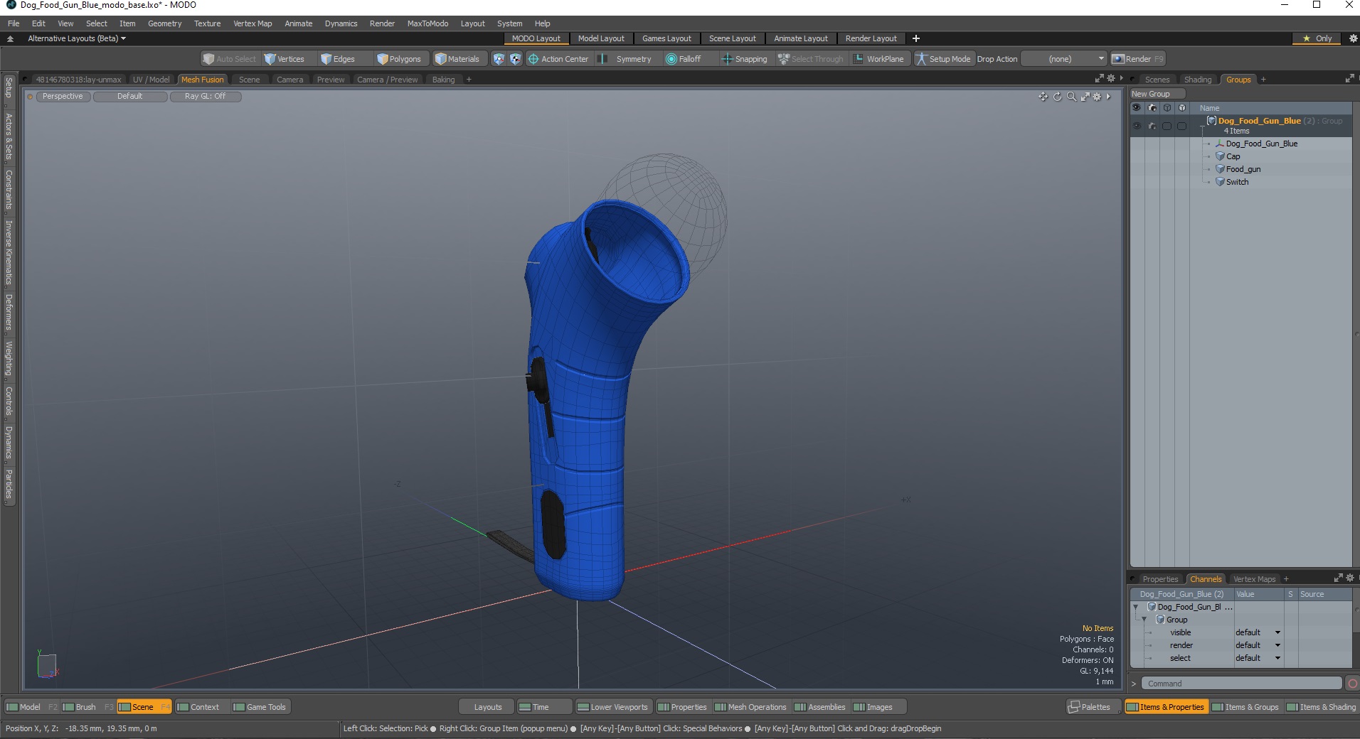 Dog Food Gun Blue 3D