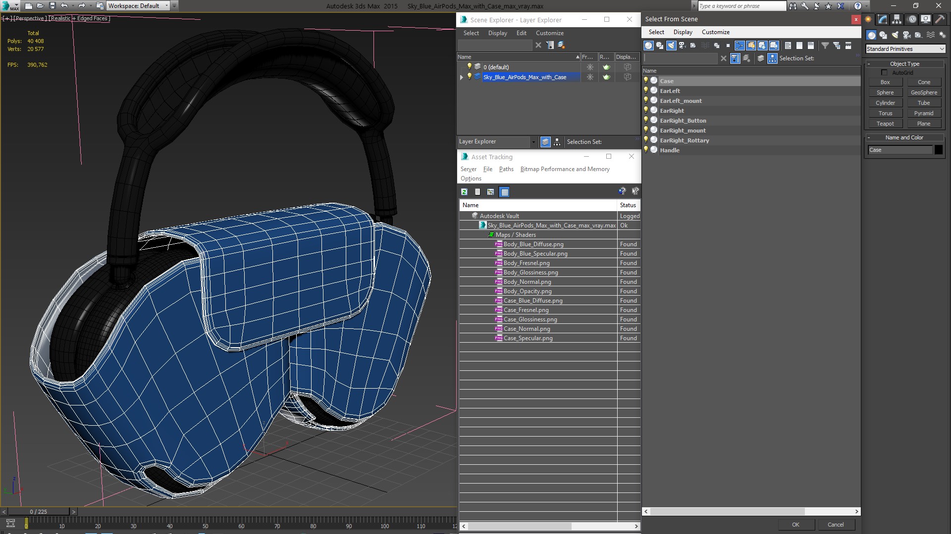 3D model Sky Blue AirPods Max with Case
