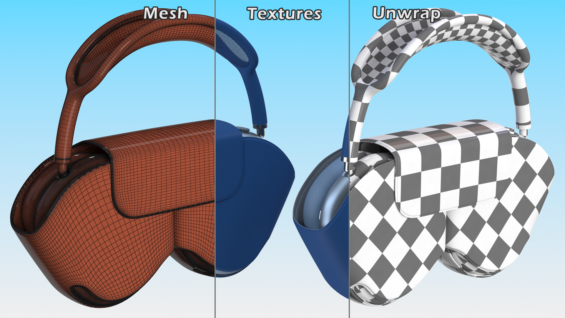 3D model Sky Blue AirPods Max with Case