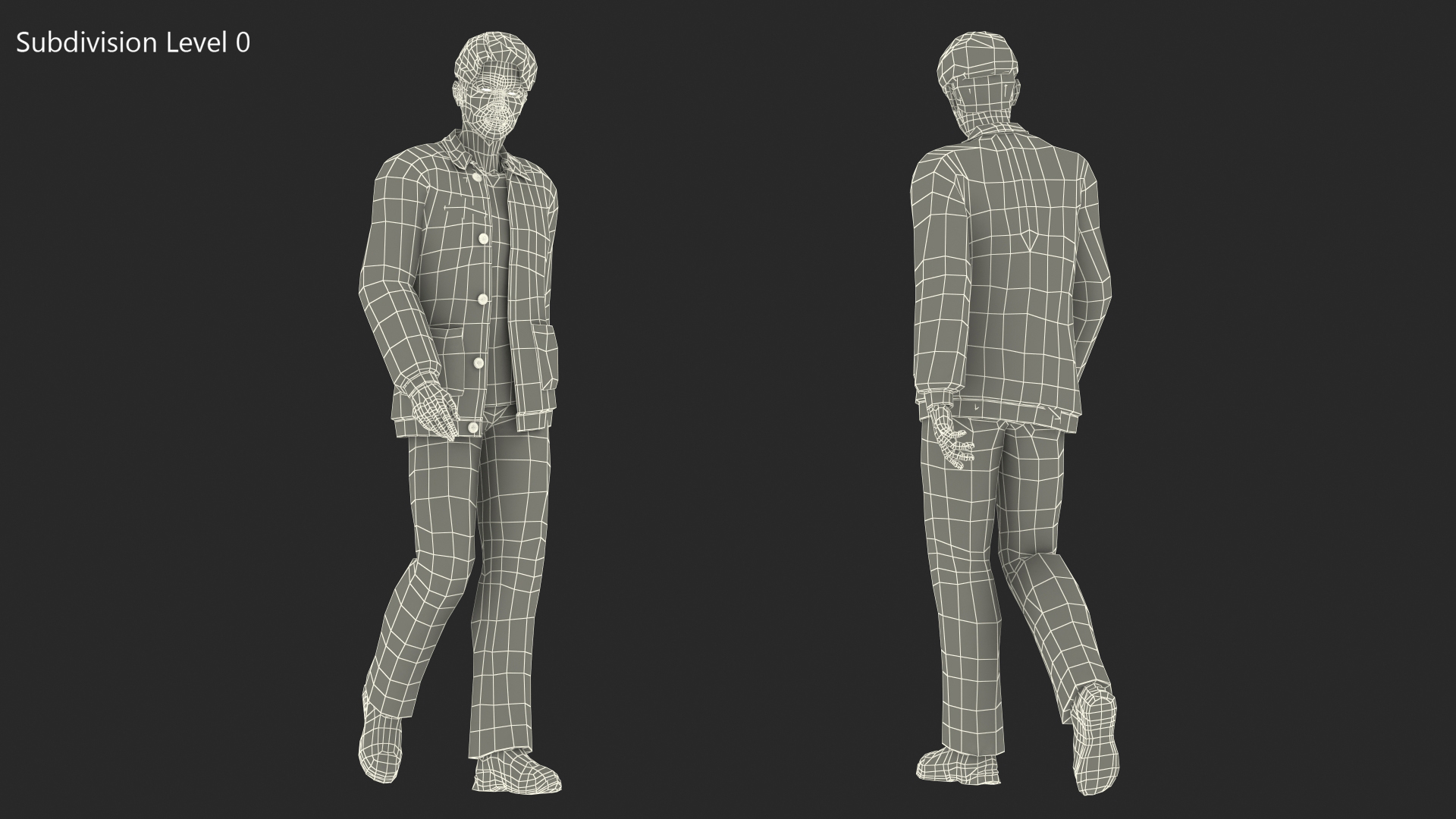 Chinese Man Walking Pose 3D model