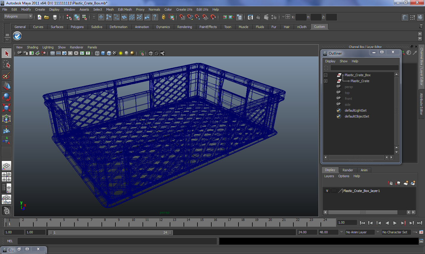 3D Square Solid Plastic Crate