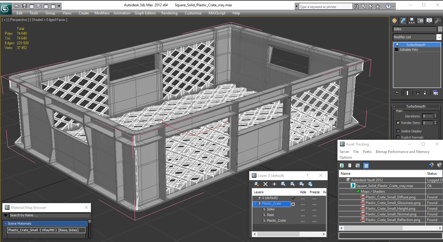 3D Square Solid Plastic Crate
