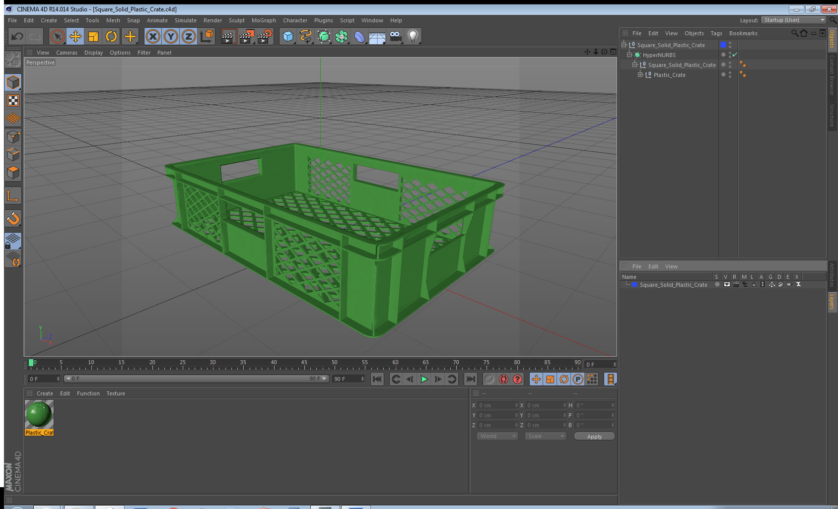 3D Square Solid Plastic Crate