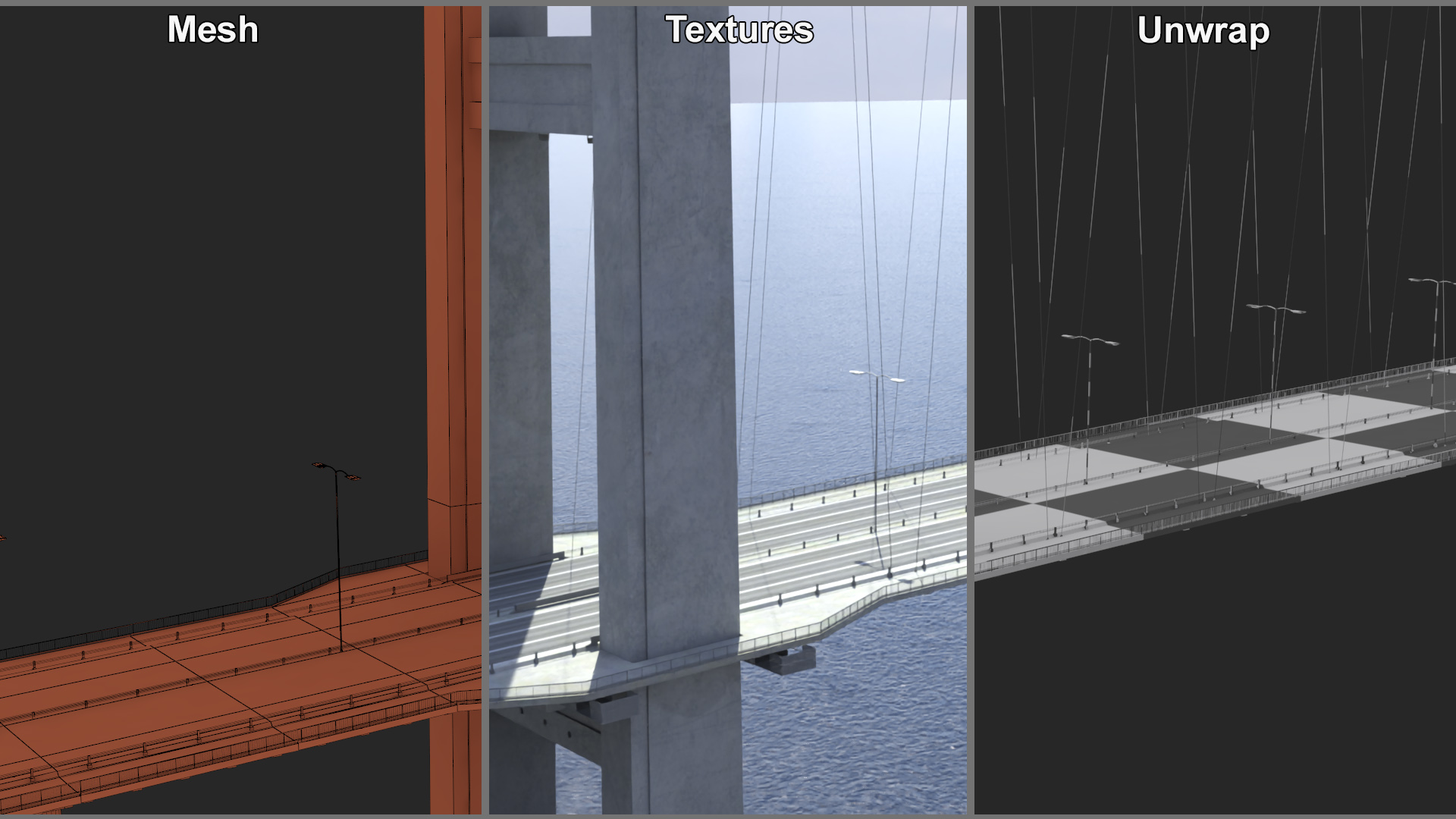 Bosphorus Suspension Bridge Structure 3D