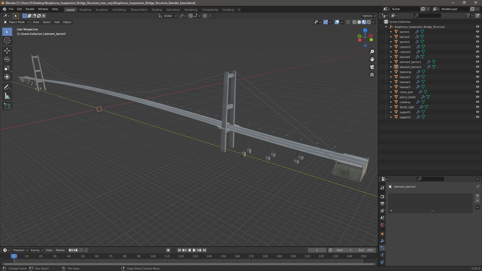 Bosphorus Suspension Bridge Structure 3D