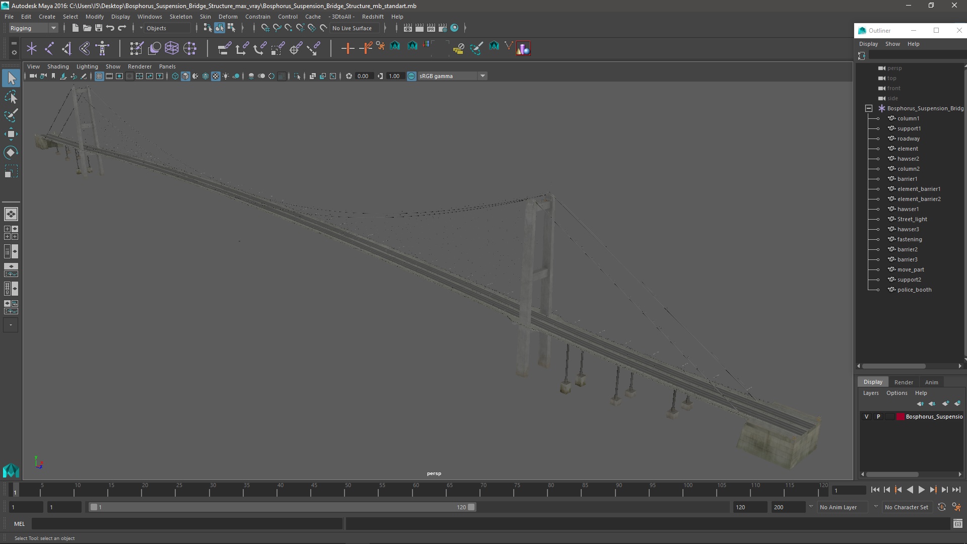 Bosphorus Suspension Bridge Structure 3D