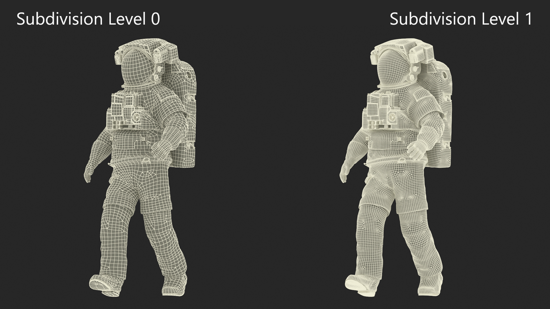 Astronaut in Extravehicular Mobility Unit Rigged for Cinema 4D 3D