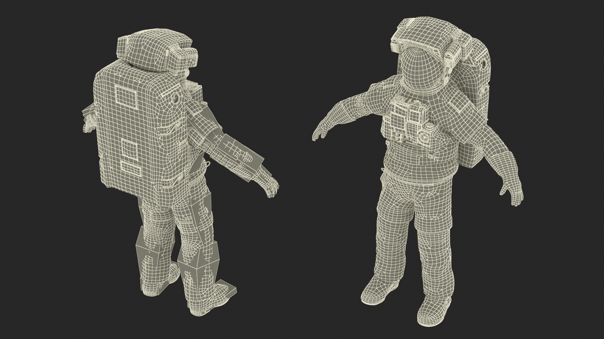 Astronaut in Extravehicular Mobility Unit Rigged for Cinema 4D 3D