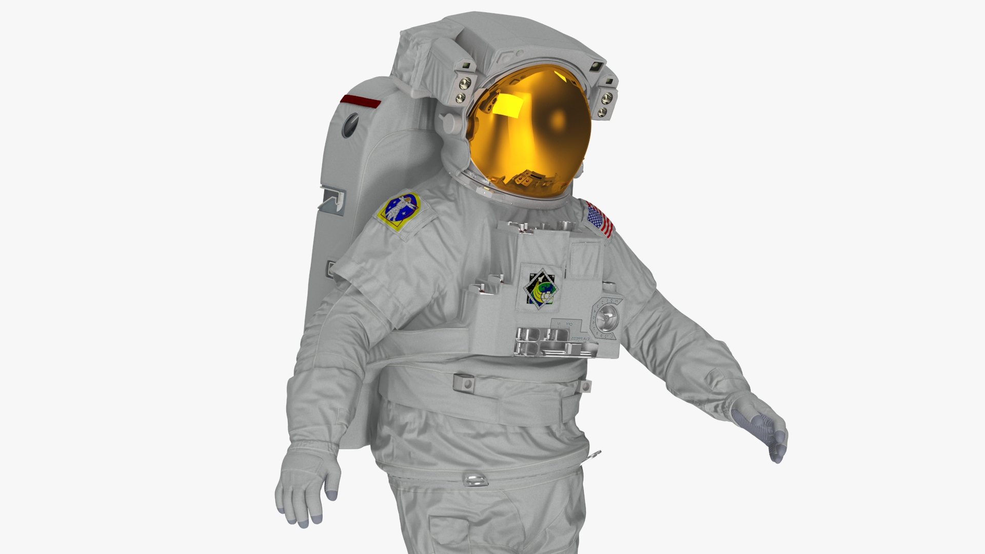 Astronaut in Extravehicular Mobility Unit Rigged for Cinema 4D 3D