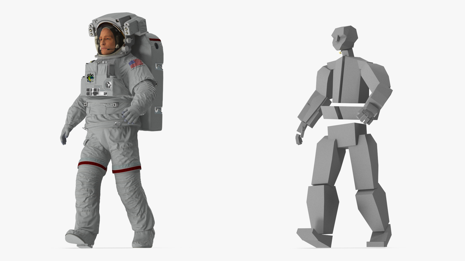 Astronaut in Extravehicular Mobility Unit Rigged for Cinema 4D 3D