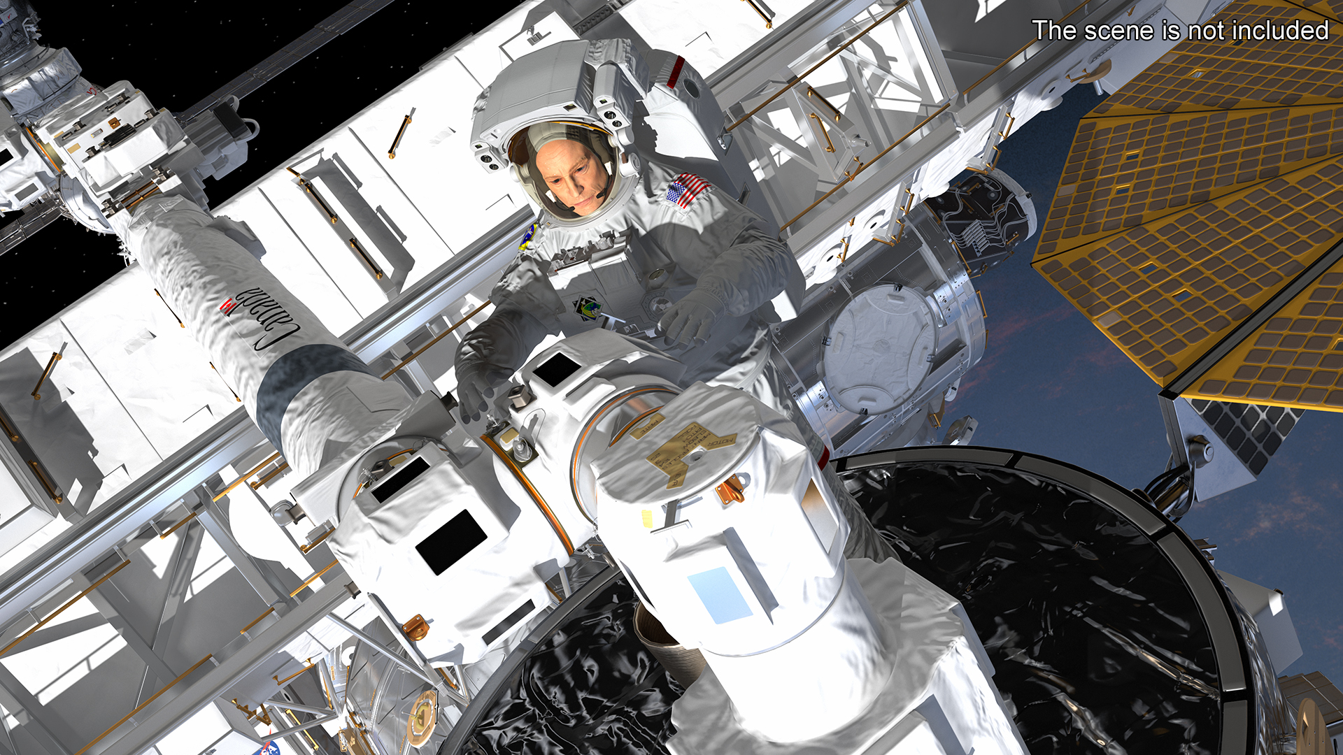 Astronaut in Extravehicular Mobility Unit Rigged for Cinema 4D 3D
