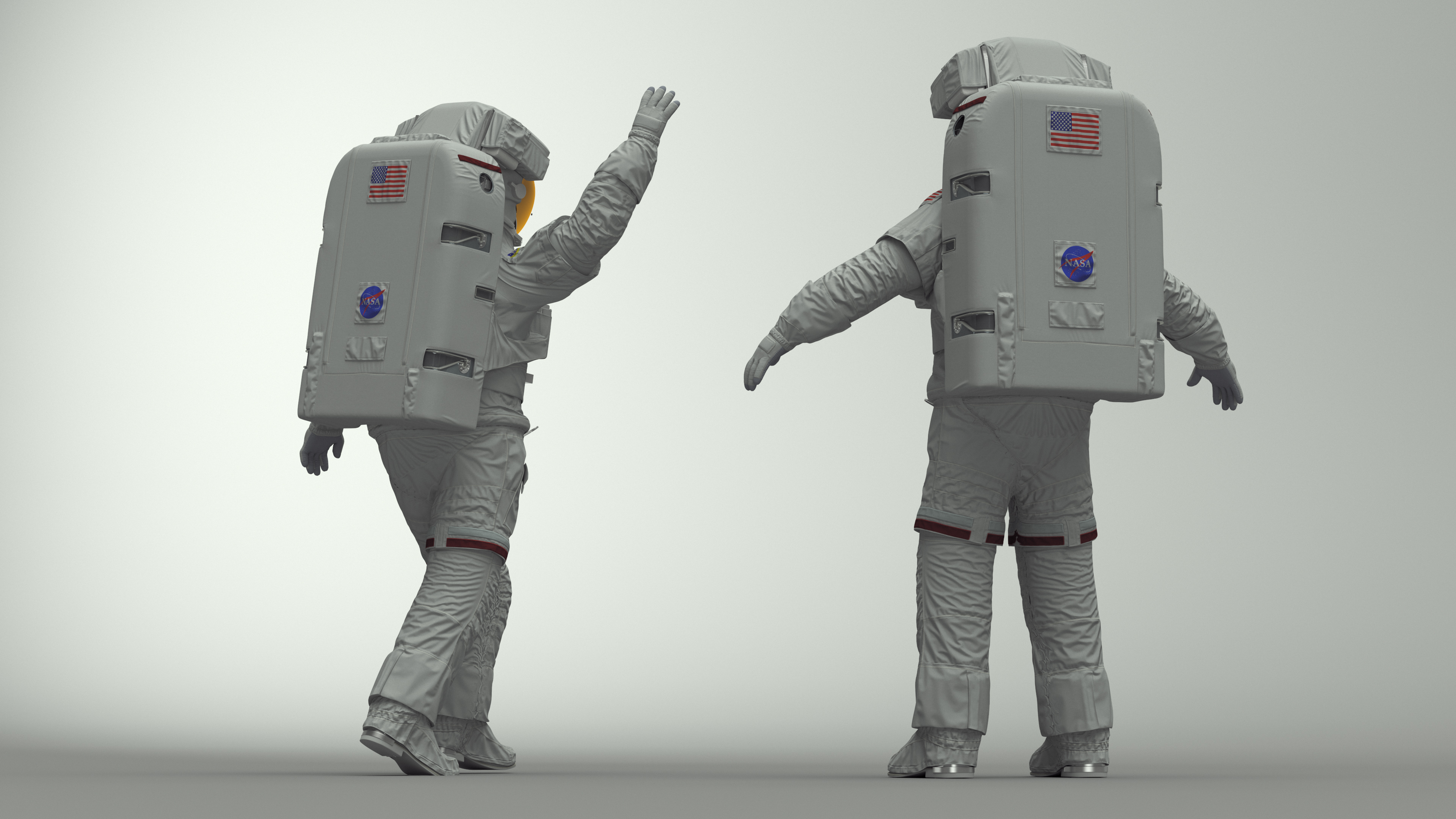 Astronaut in Extravehicular Mobility Unit Rigged for Cinema 4D 3D