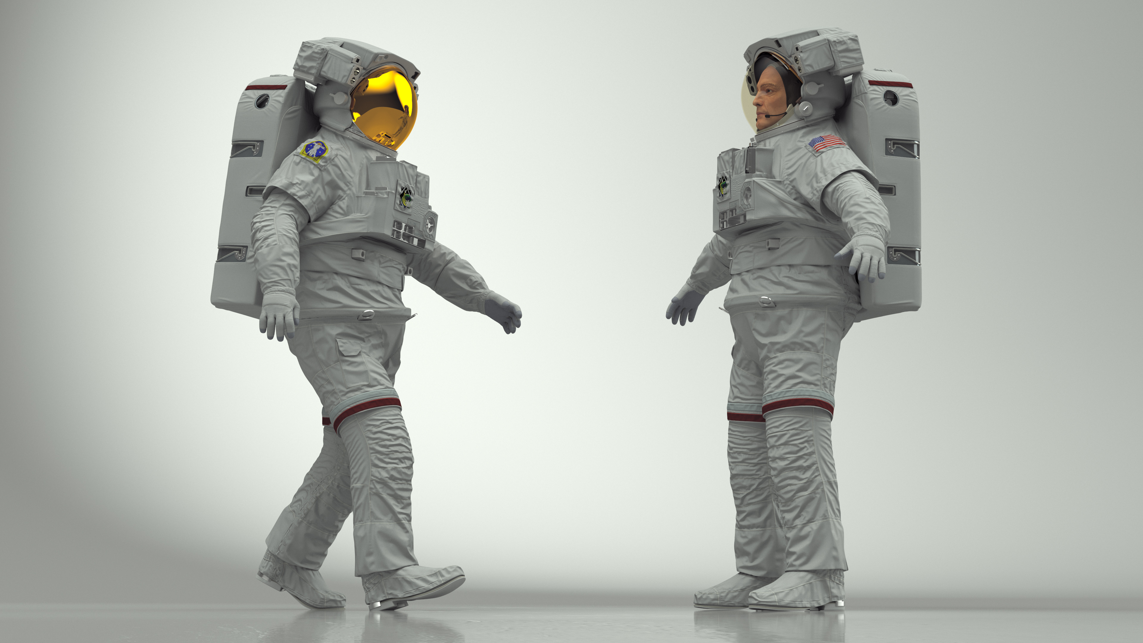 Astronaut in Extravehicular Mobility Unit Rigged for Cinema 4D 3D
