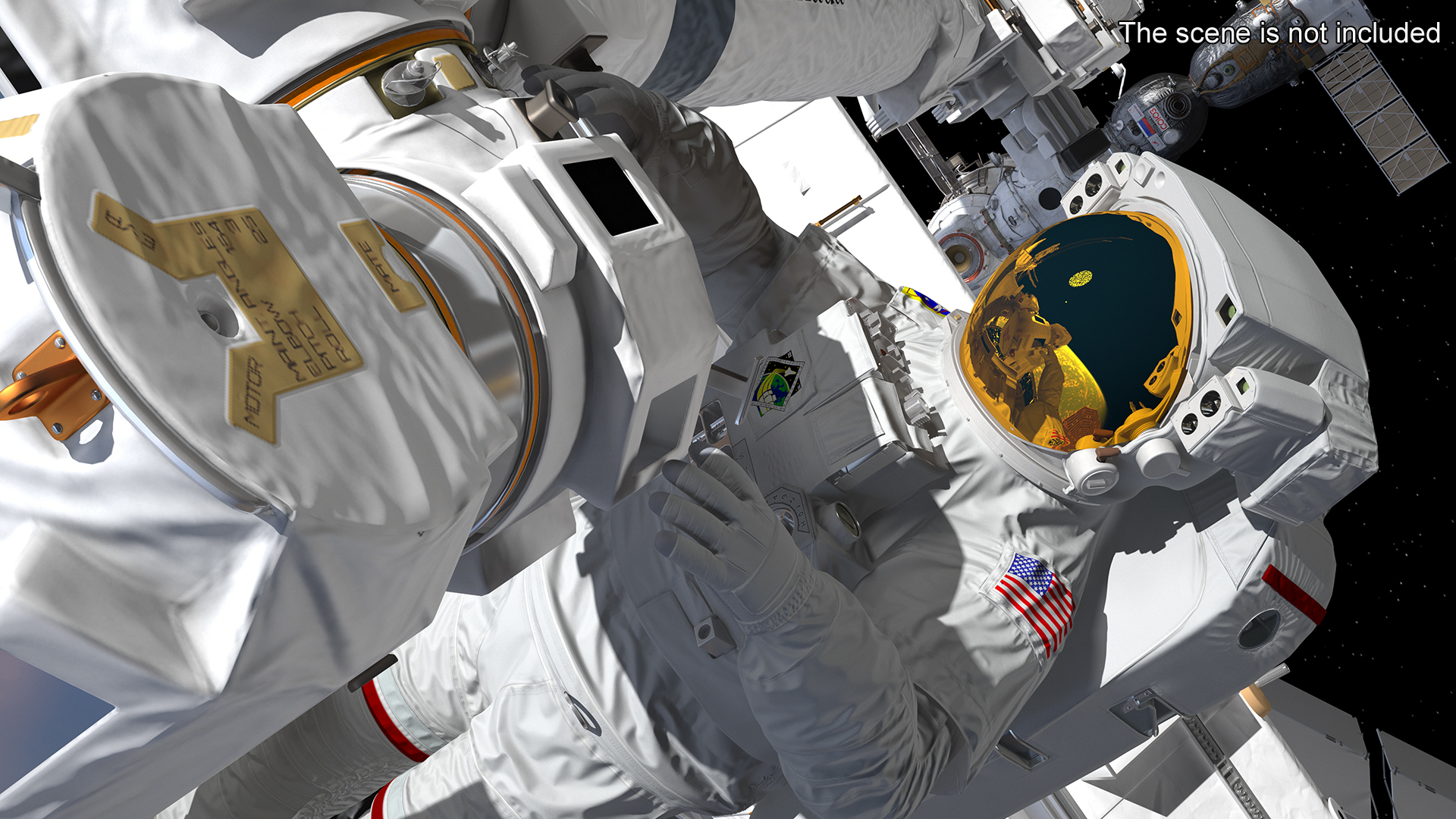Astronaut in Extravehicular Mobility Unit Rigged for Cinema 4D 3D