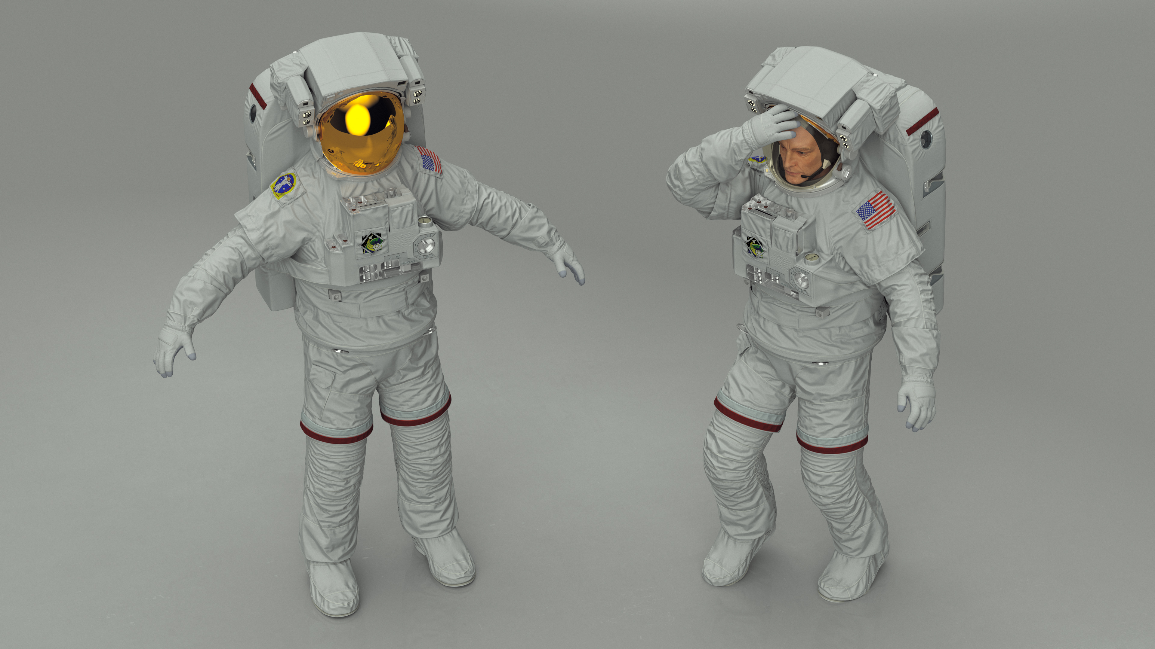 Astronaut in Extravehicular Mobility Unit Rigged for Cinema 4D 3D