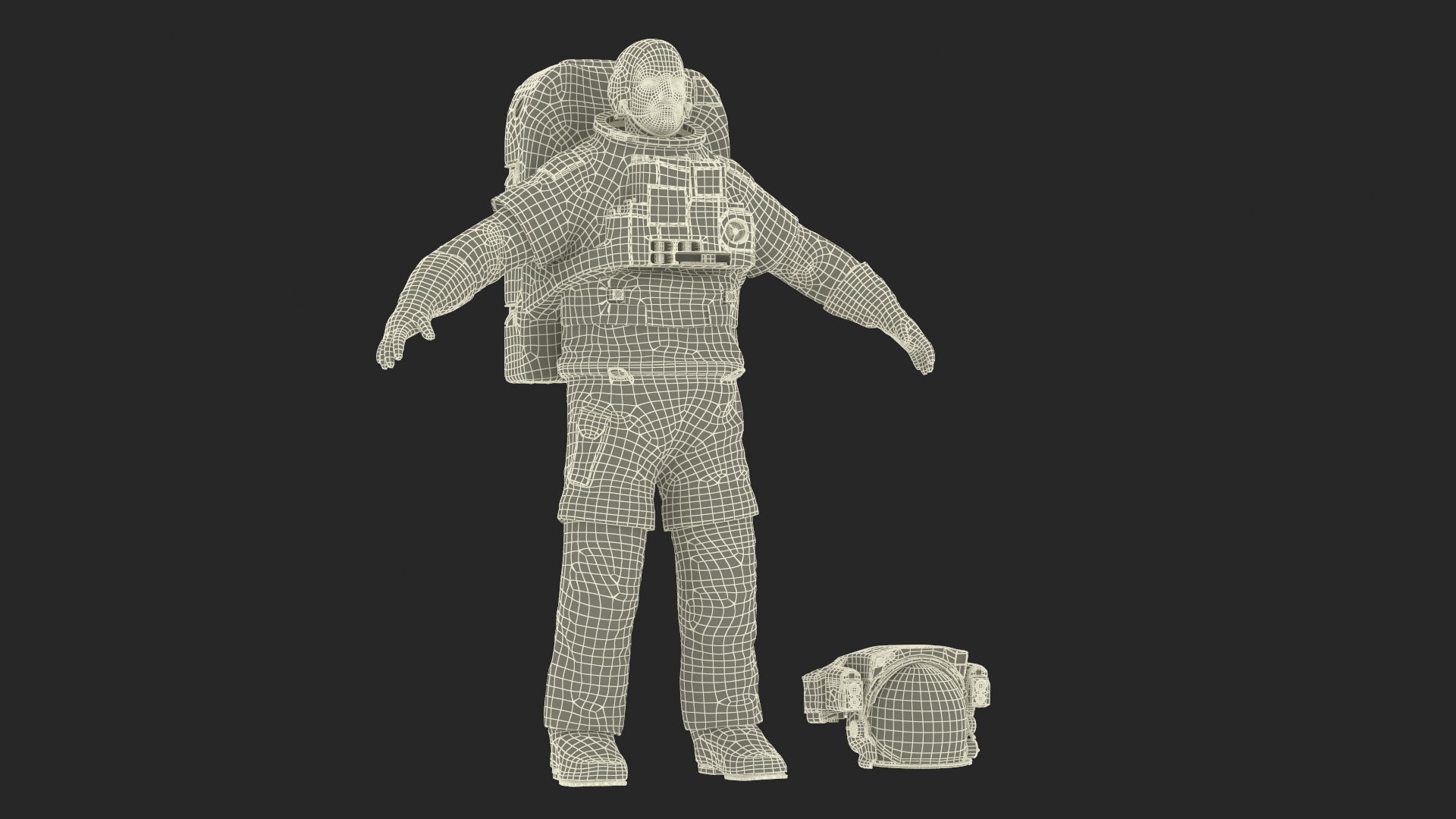 Astronaut in Extravehicular Mobility Unit Rigged for Cinema 4D 3D