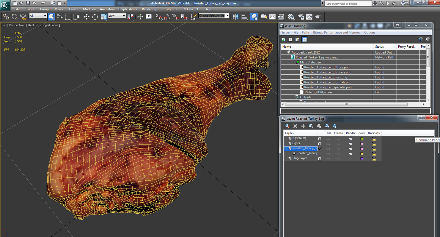 3D Roasted Turkey Leg model