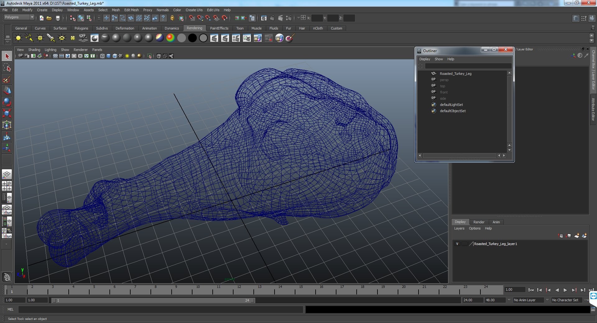 3D Roasted Turkey Leg model