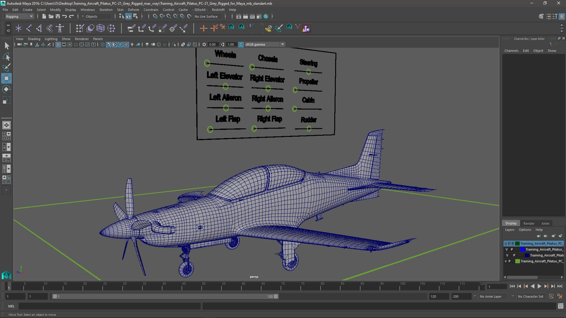 Training Aircraft Pilatus PC-21 Grey Rigged for Maya 3D