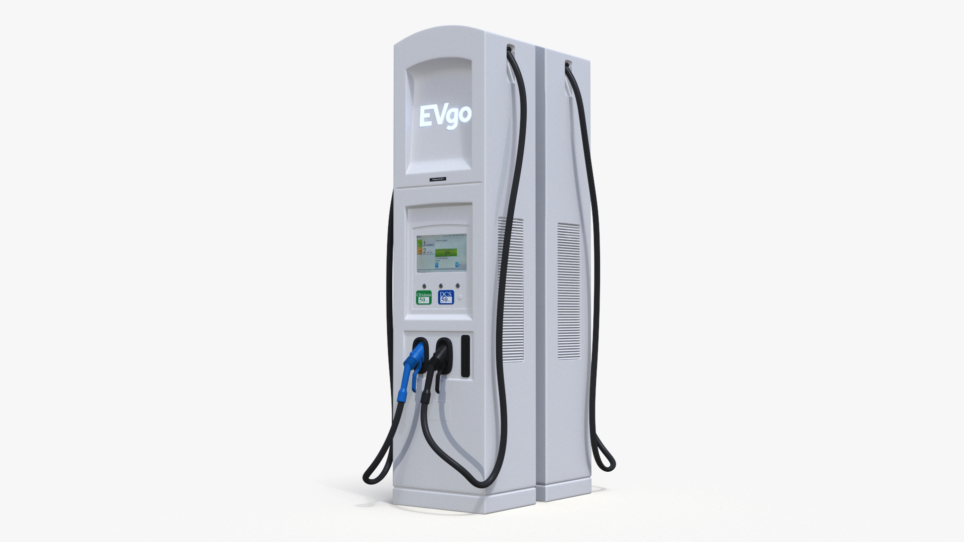 EVgo Fast Charging Station and Electric Cars 3D model
