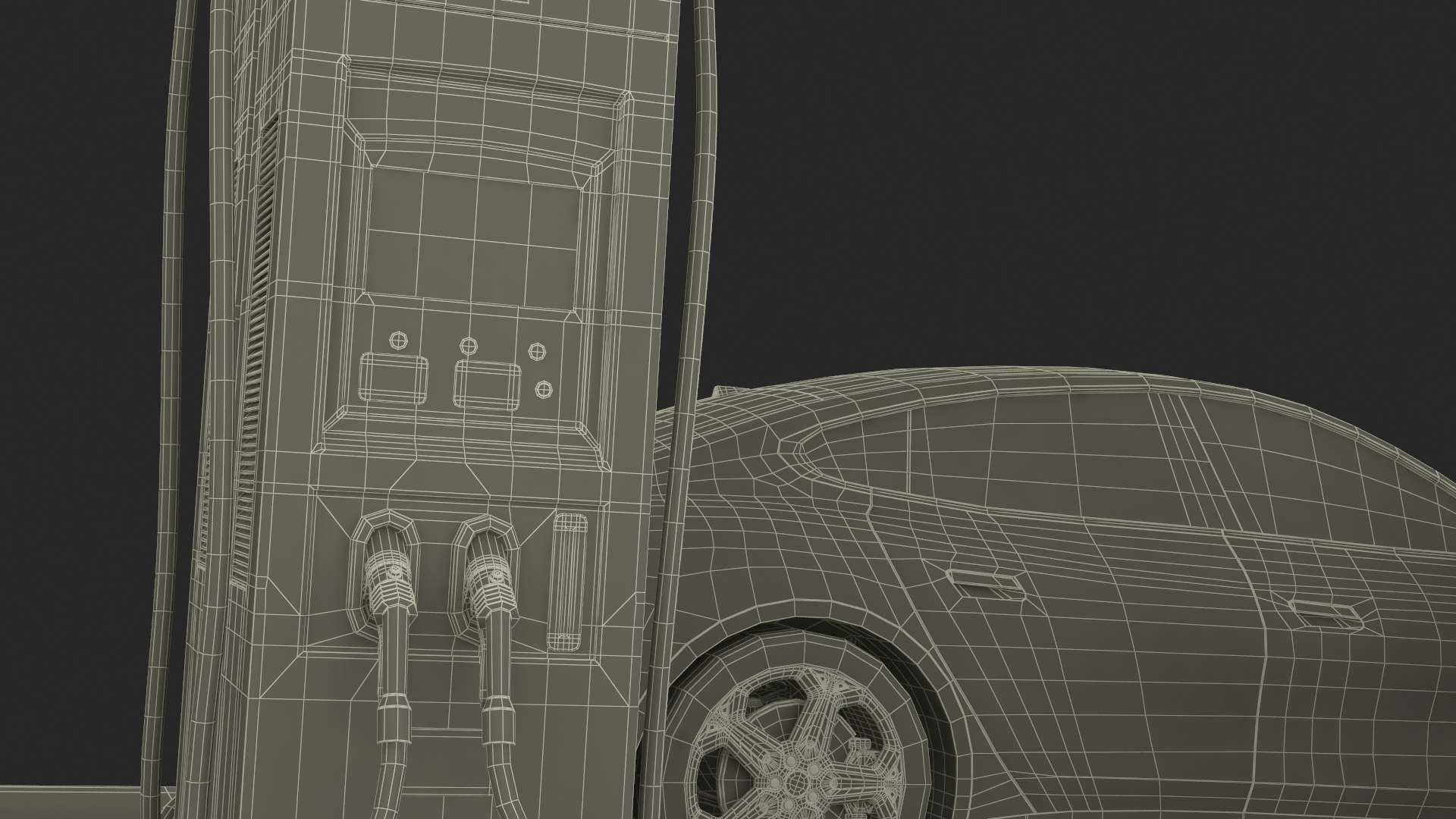 EVgo Fast Charging Station and Electric Cars 3D model