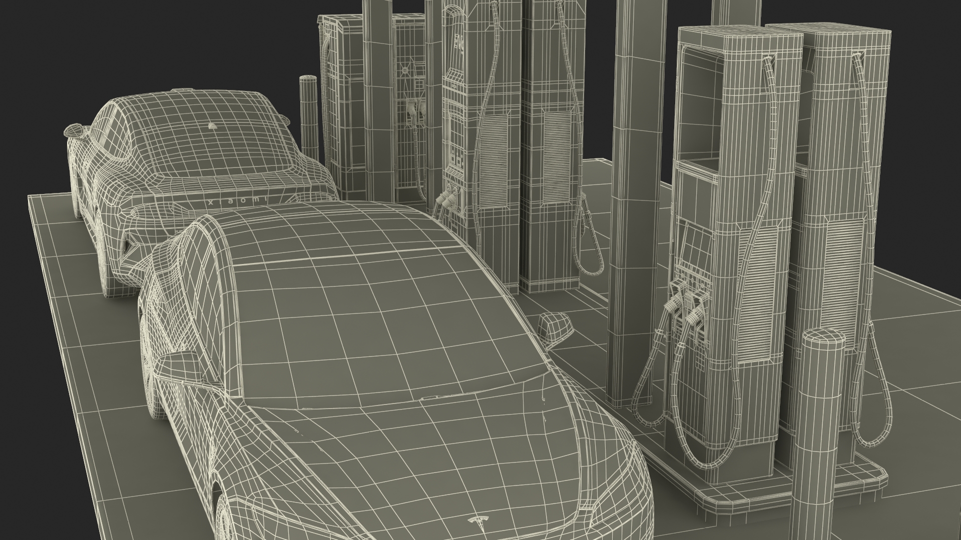 EVgo Fast Charging Station and Electric Cars 3D model