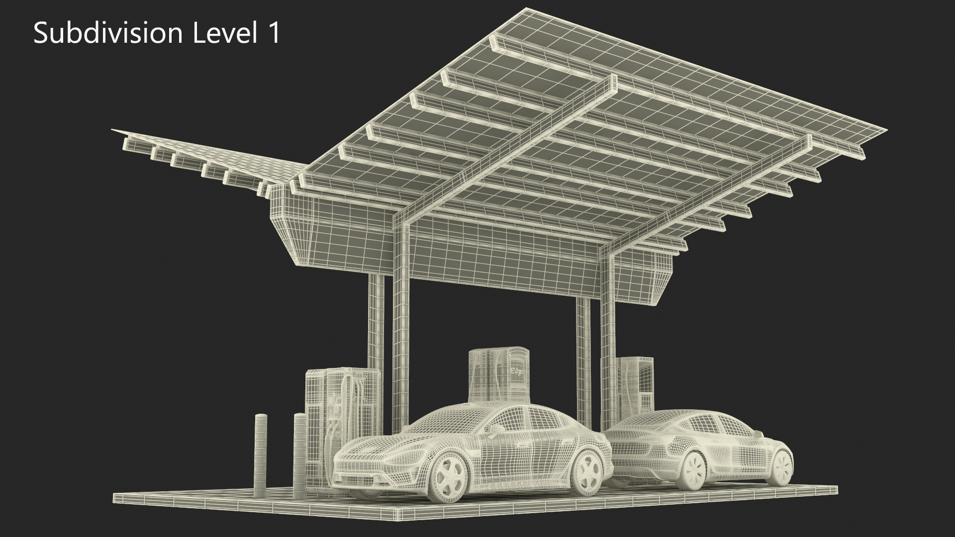 EVgo Fast Charging Station and Electric Cars 3D model