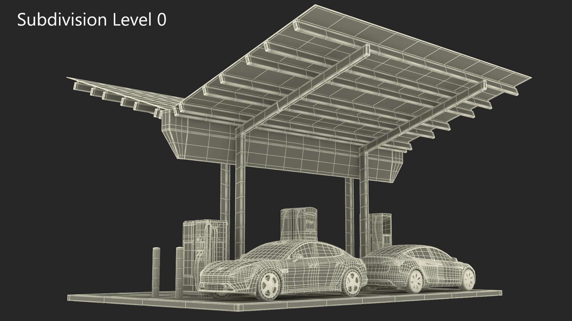 EVgo Fast Charging Station and Electric Cars 3D model