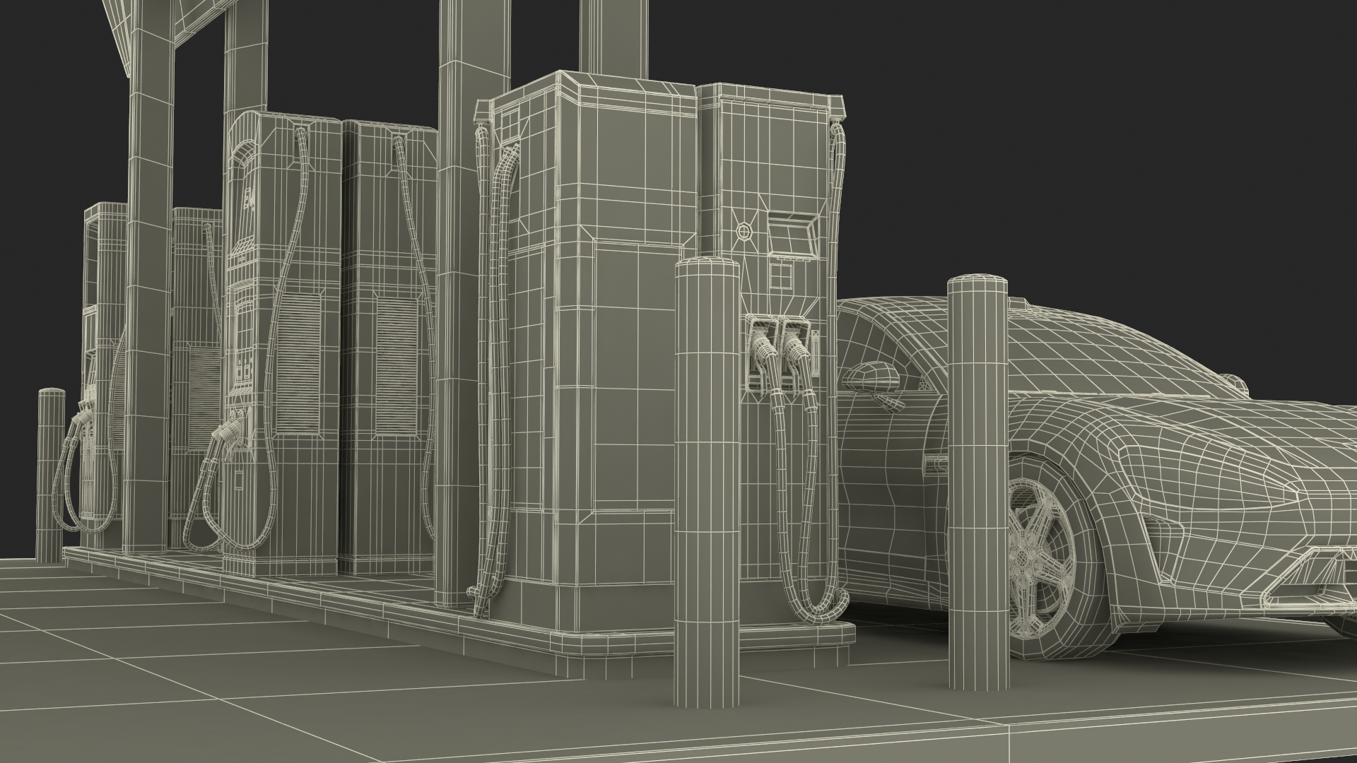 EVgo Fast Charging Station and Electric Cars 3D model