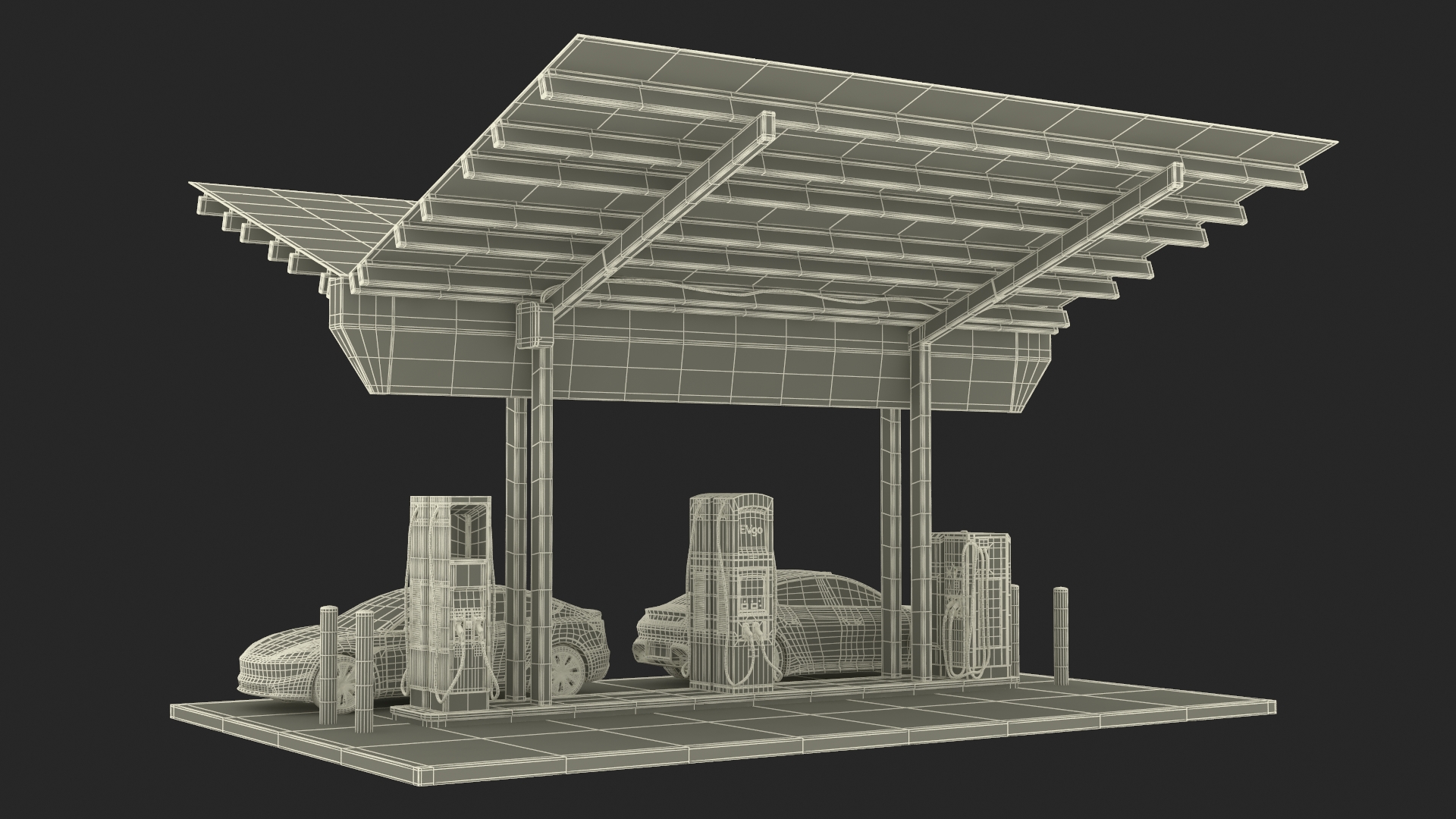 EVgo Fast Charging Station and Electric Cars 3D model
