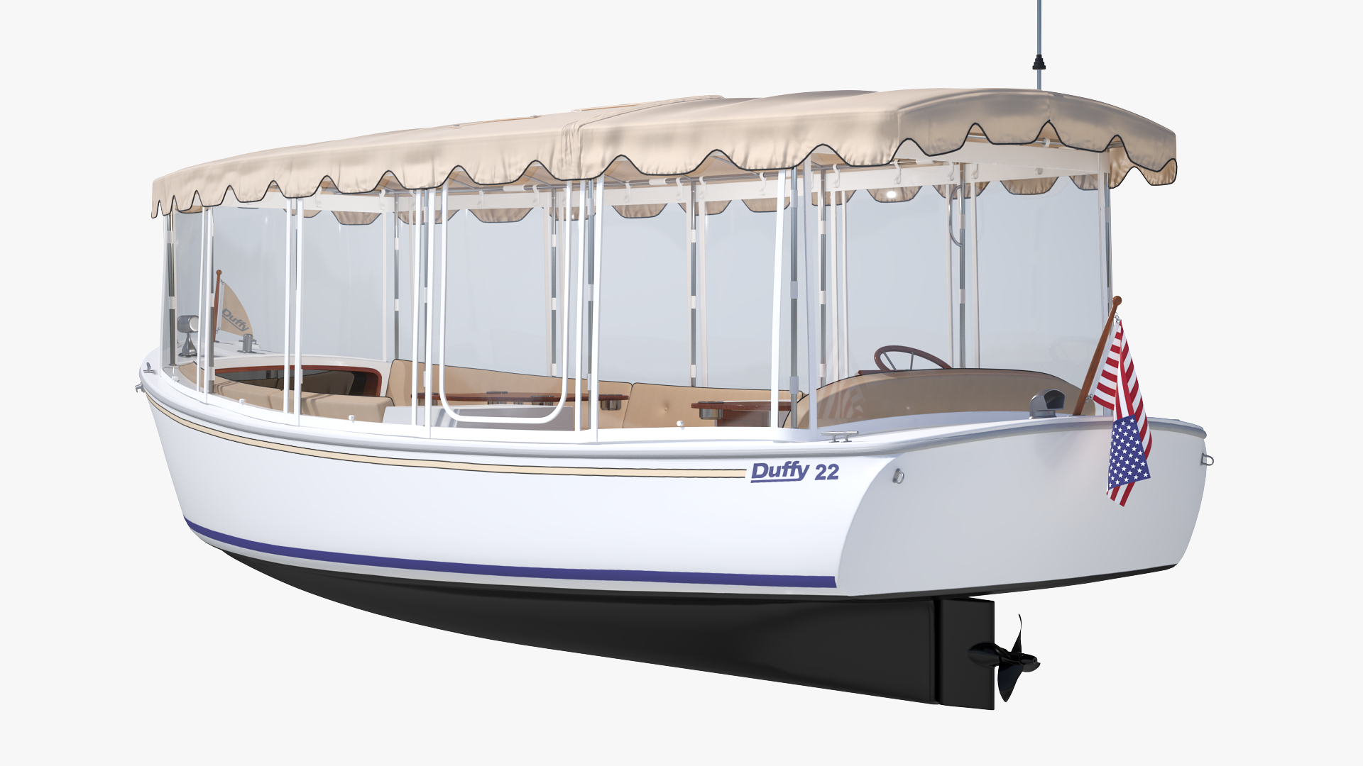 3D Electric Boat Duffy 22 Bay Island model