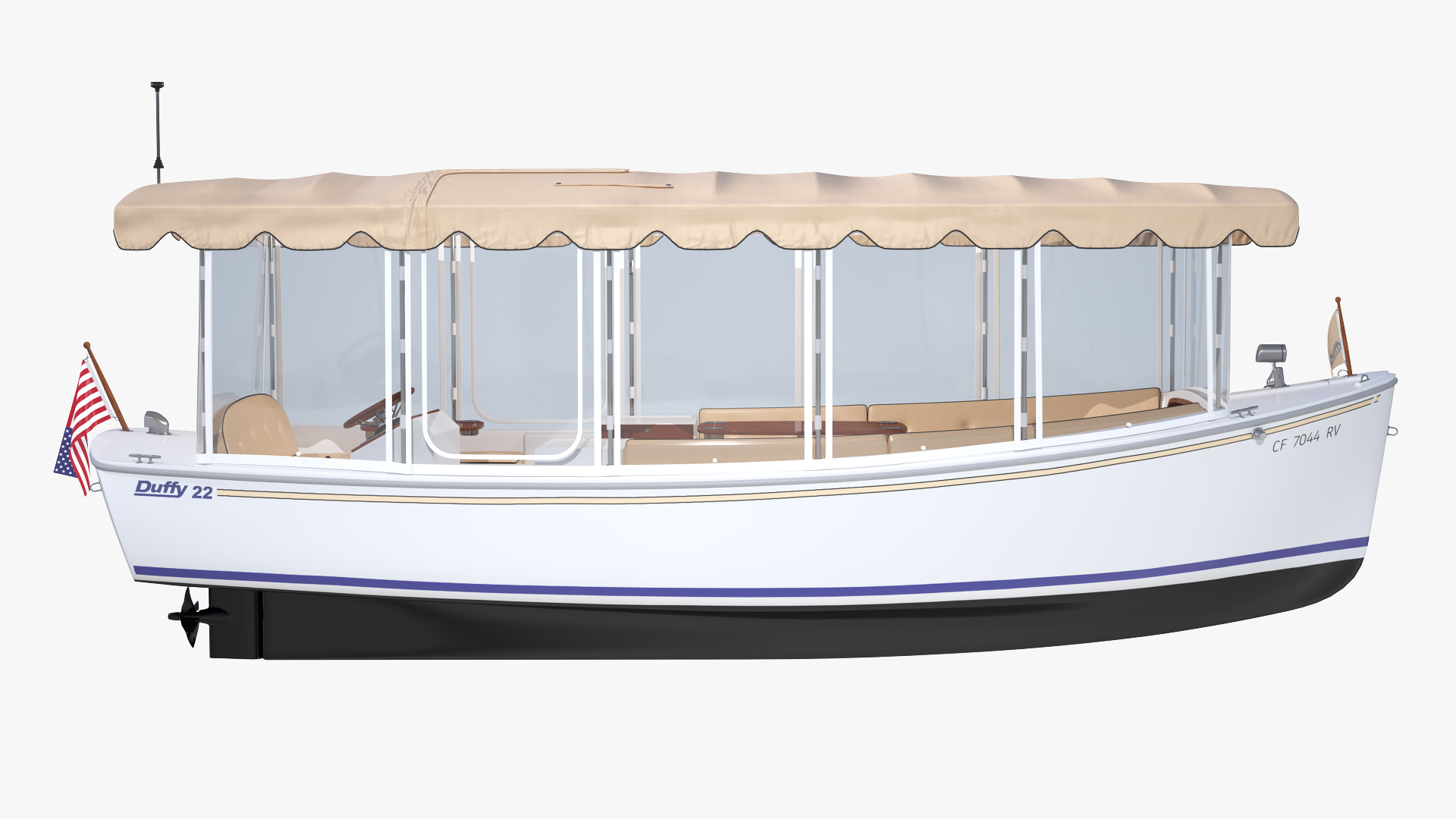 3D Electric Boat Duffy 22 Bay Island model