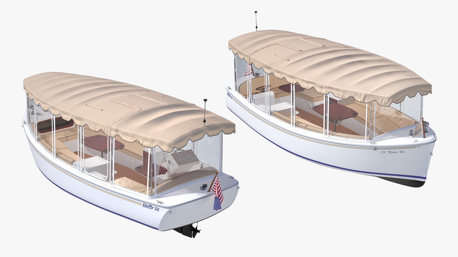 3D Electric Boat Duffy 22 Bay Island model