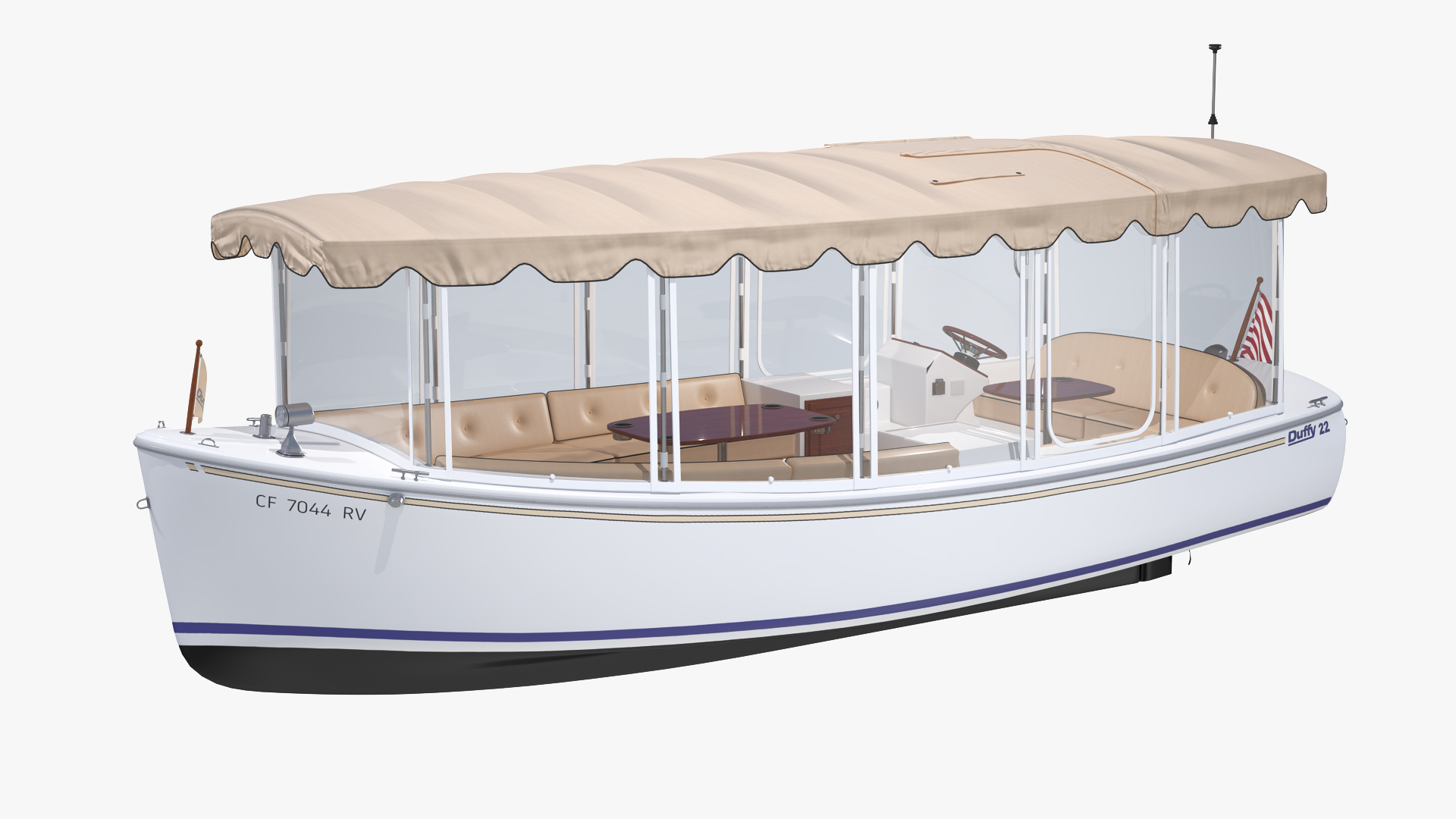 3D Electric Boat Duffy 22 Bay Island model