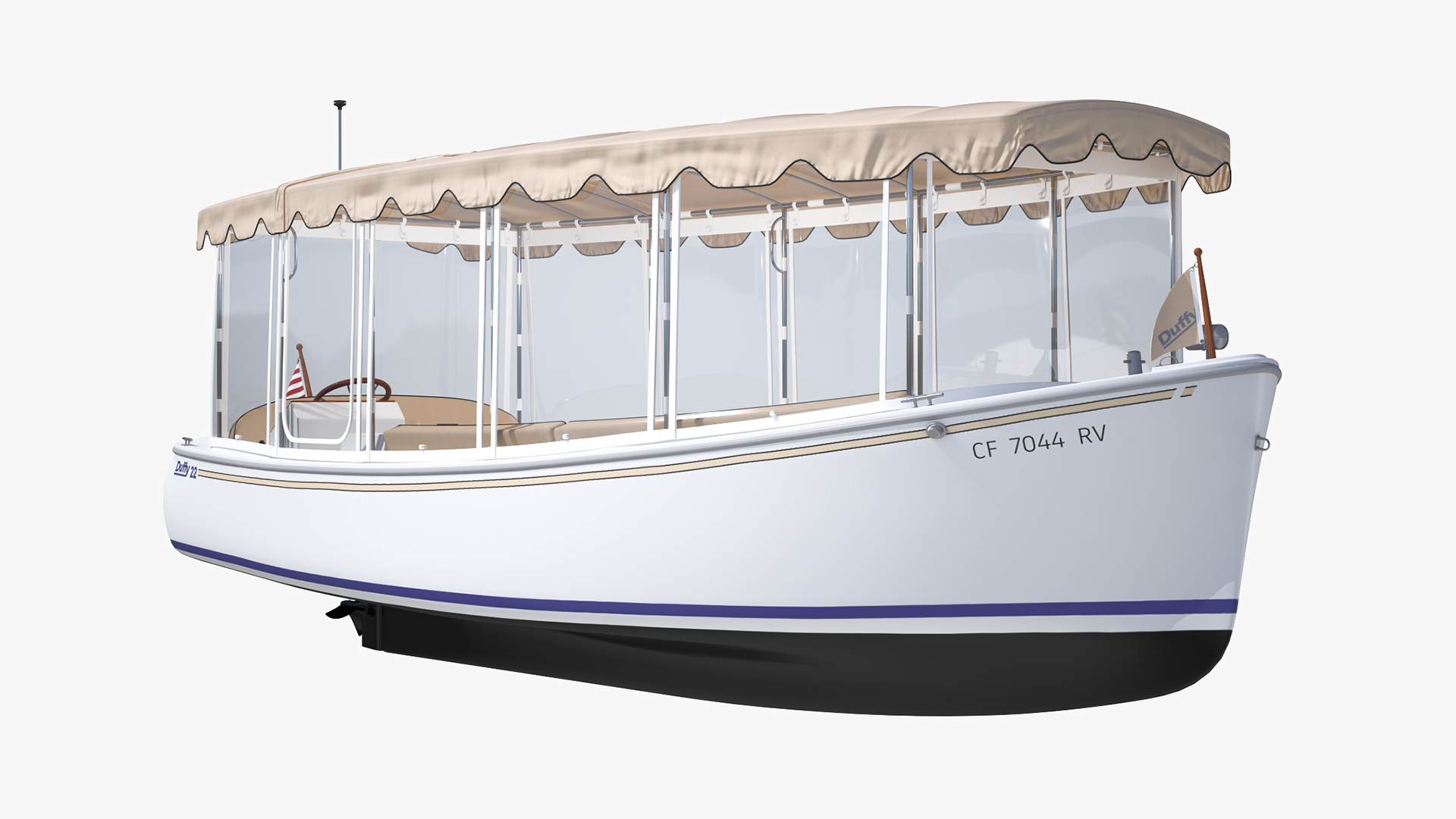 3D Electric Boat Duffy 22 Bay Island model