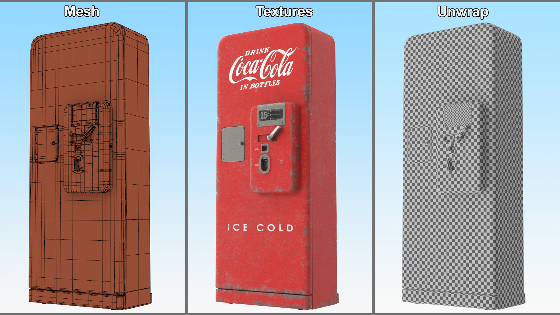 Coca Cola Old Antique Bottles Soda Machine 3D