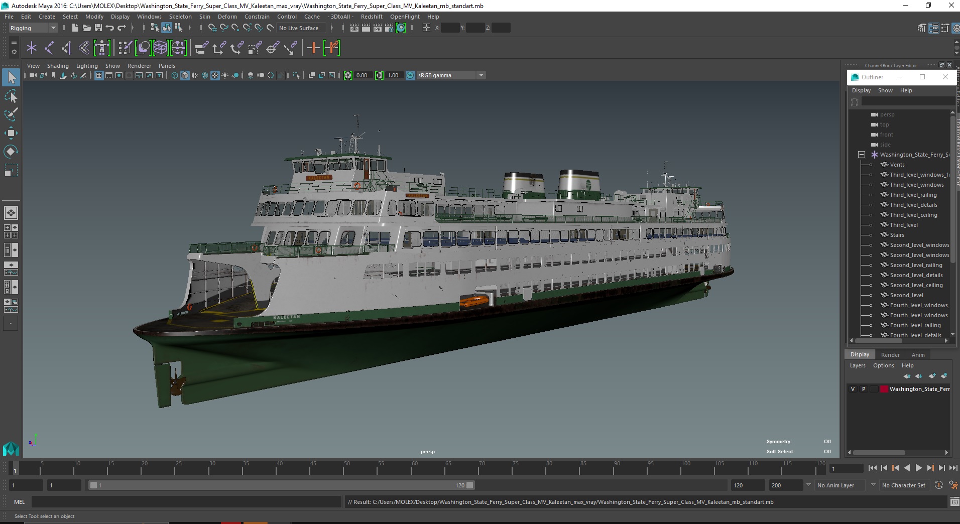 3D Washington State Ferry Super Class MV Kaleetan