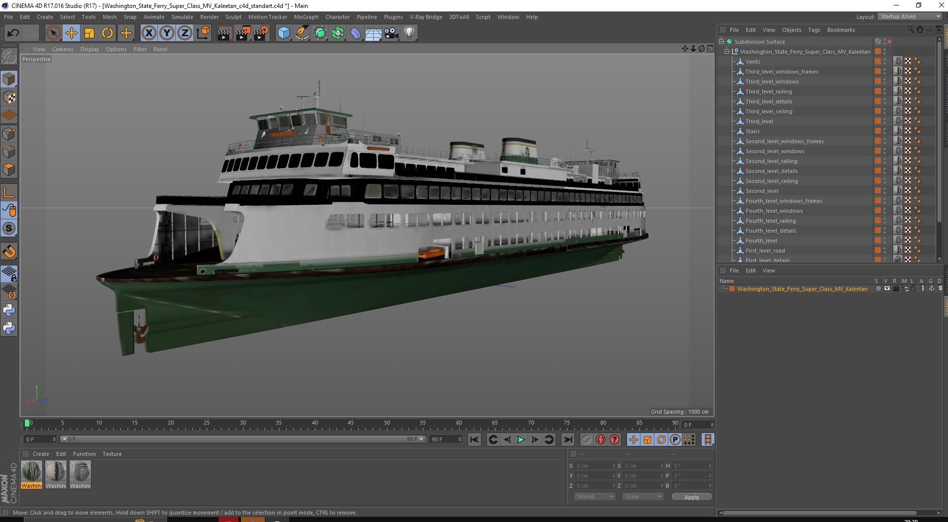 3D Washington State Ferry Super Class MV Kaleetan