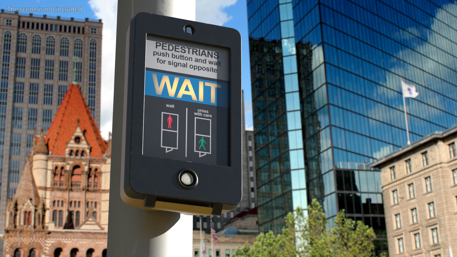 London pedestrian crosswalk button On 3D
