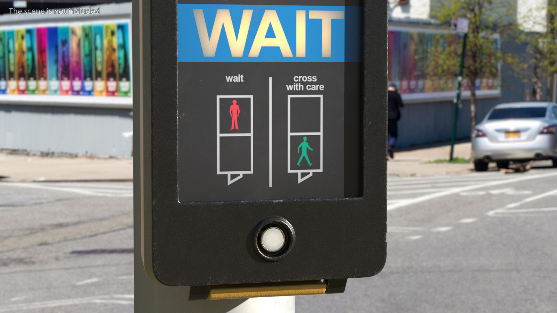 London pedestrian crosswalk button On 3D