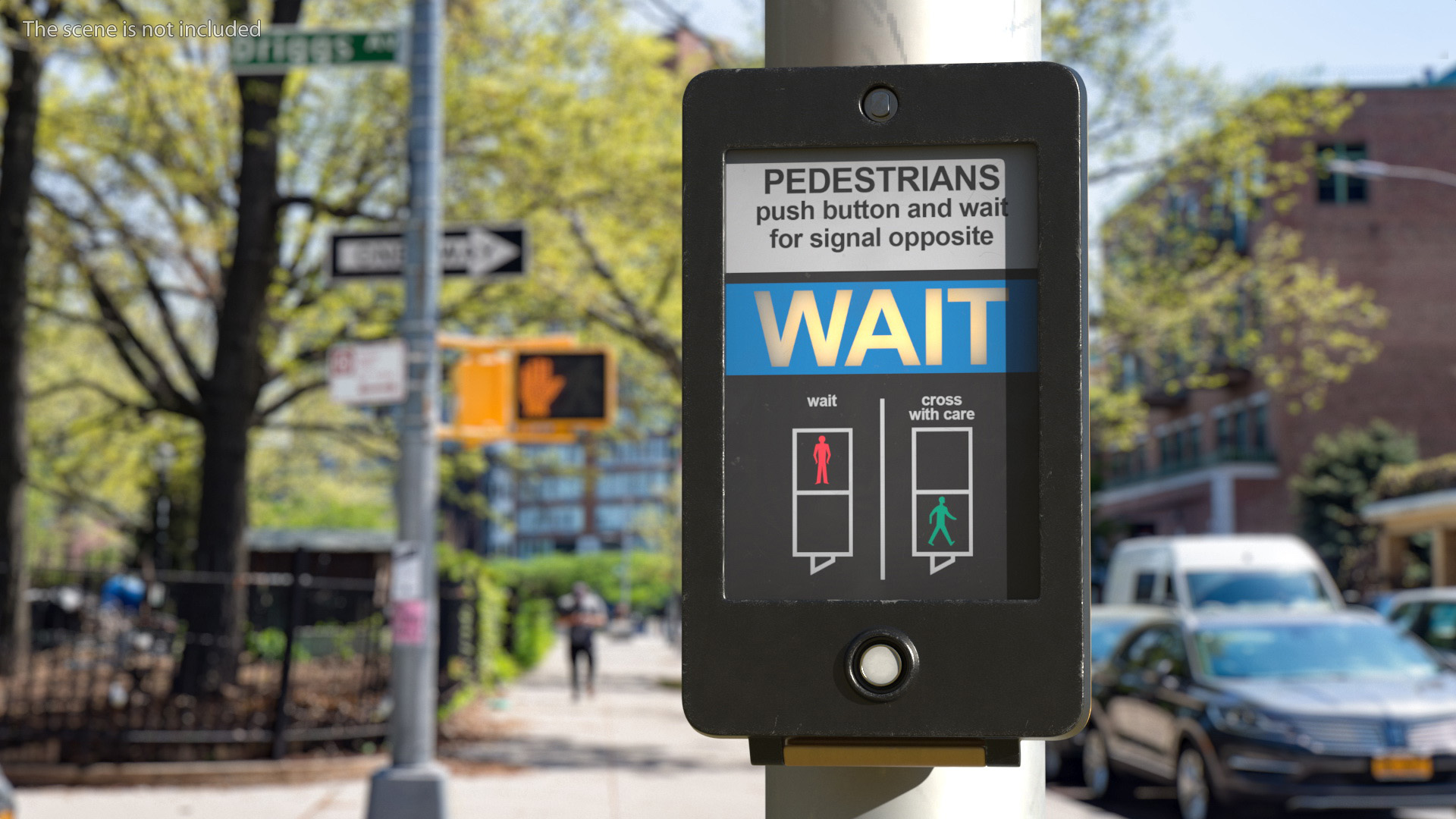 London pedestrian crosswalk button On 3D